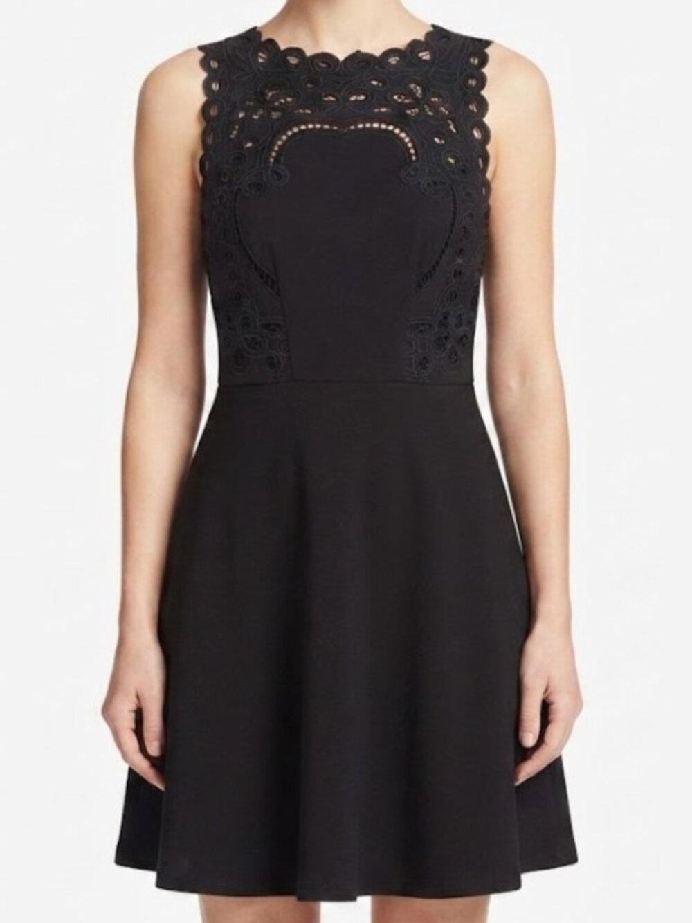 Dex Black Cutout Lace-Trim Mini Dress